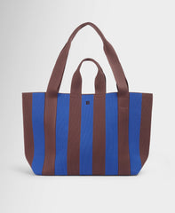 Knitted Stripe Bag - Prussian Blue Chestnut Brown Stripe