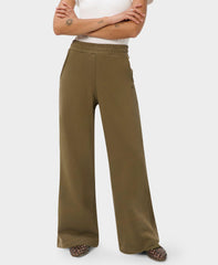 Brushed Wide Leg Pants - Khaki Brown