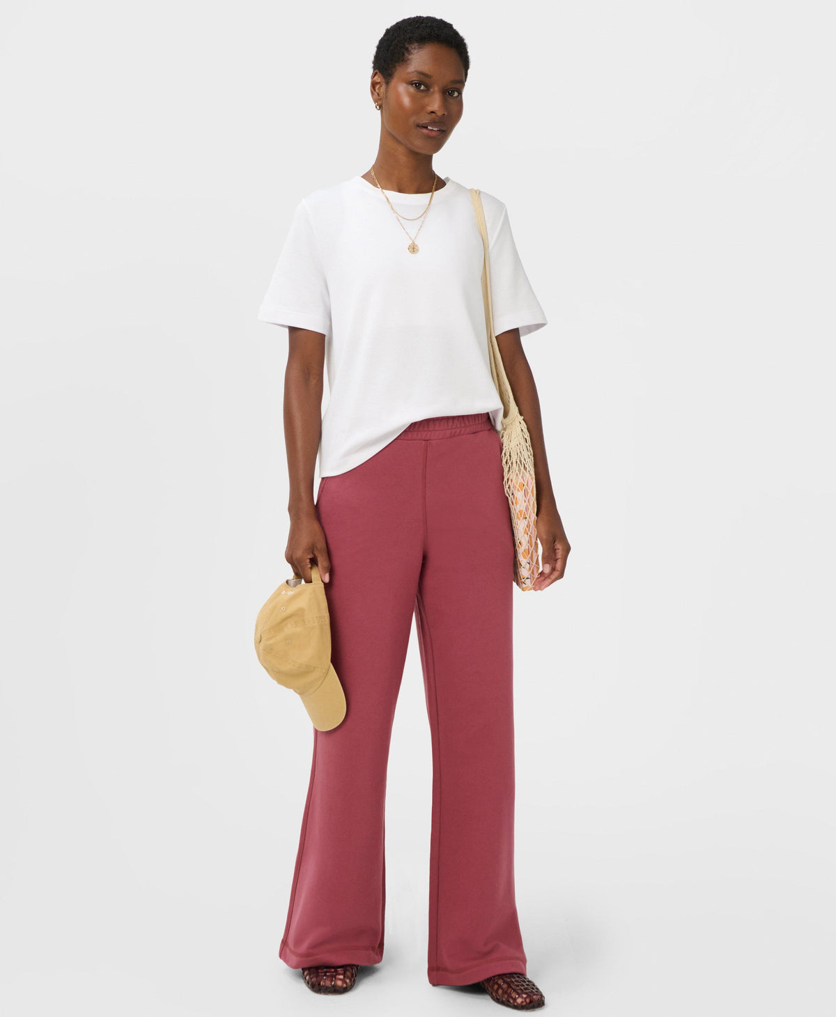 Brushed Wide Leg Pants - Sienna Pink