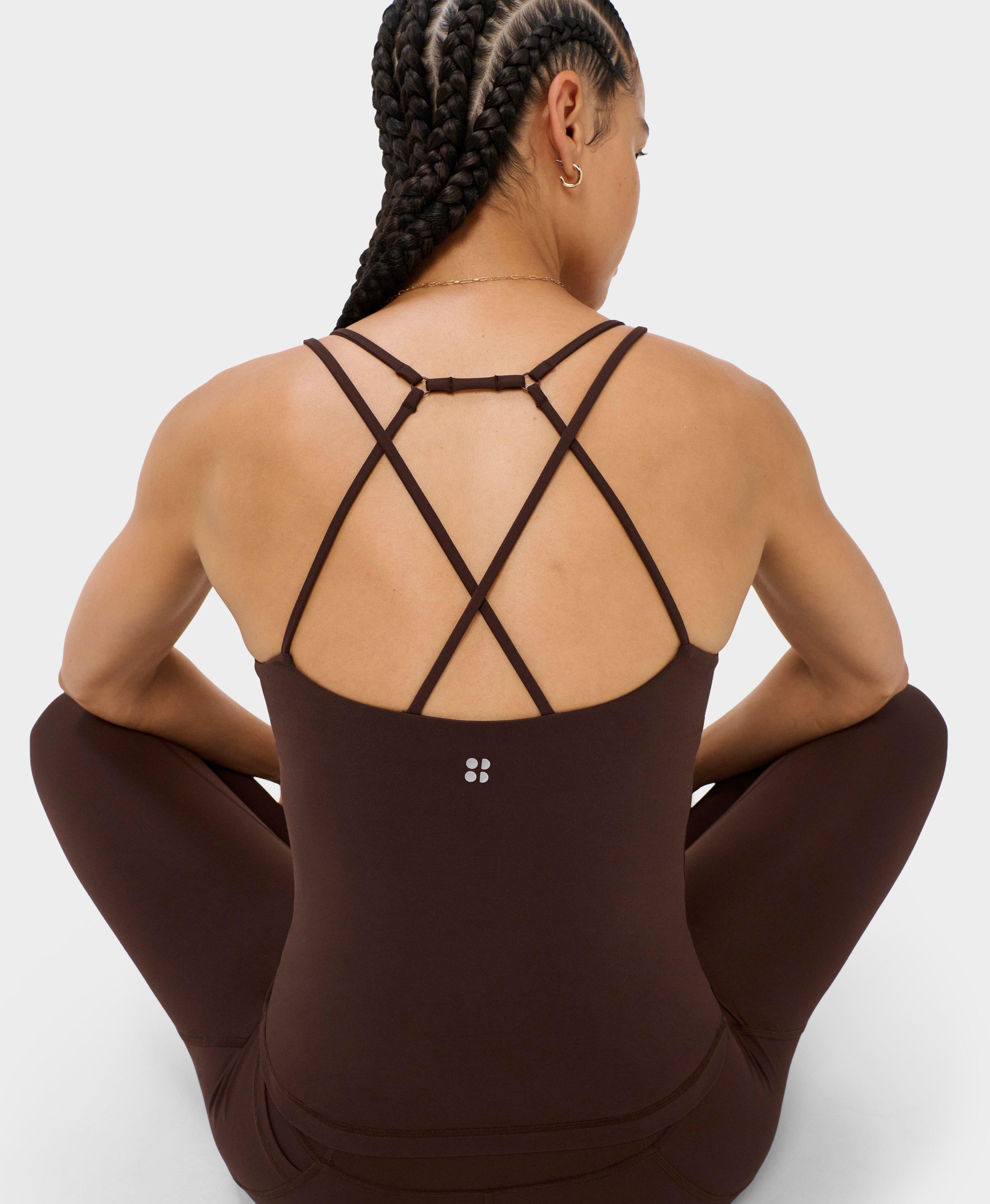 Ultimate Studio Strappy Back Bra Tank Top - Espresso Brown