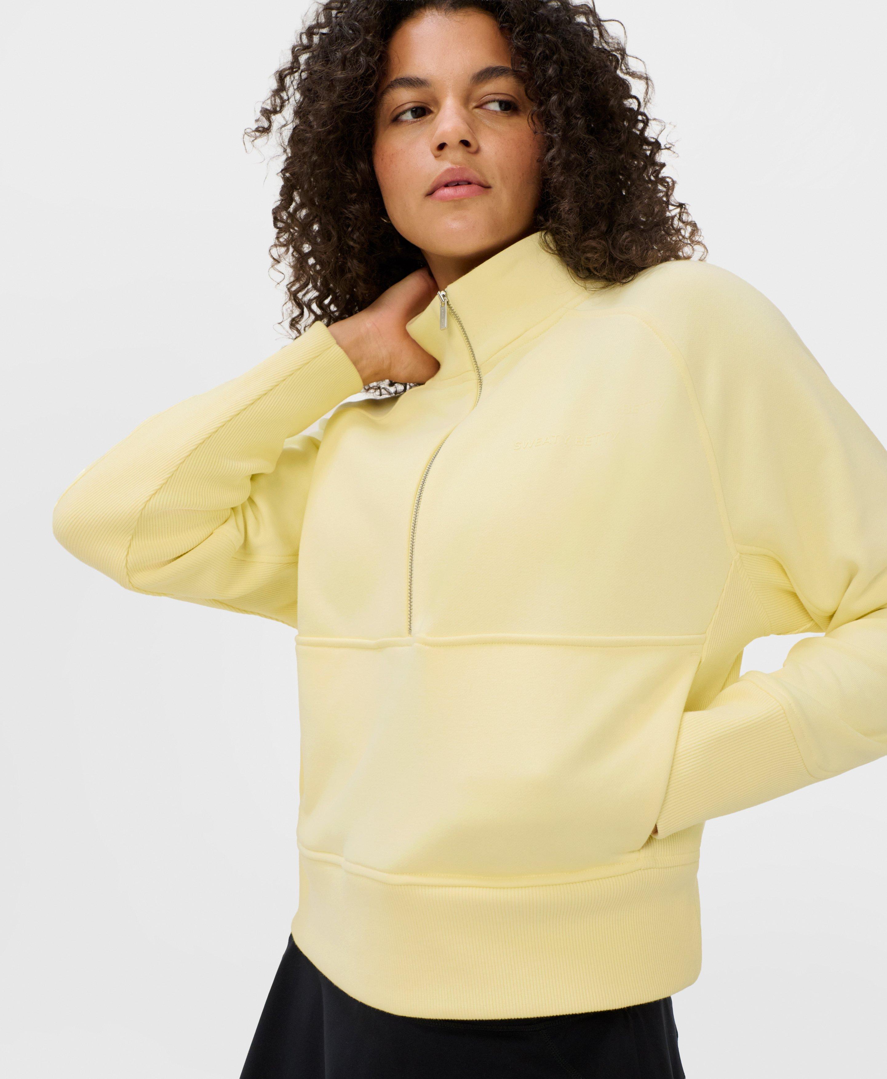 Revive Rib Mix Half Zip Sweatshirt - Chalk Yellow