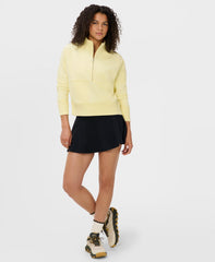Revive Rib Mix Half Zip Sweatshirt - Chalk Yellow