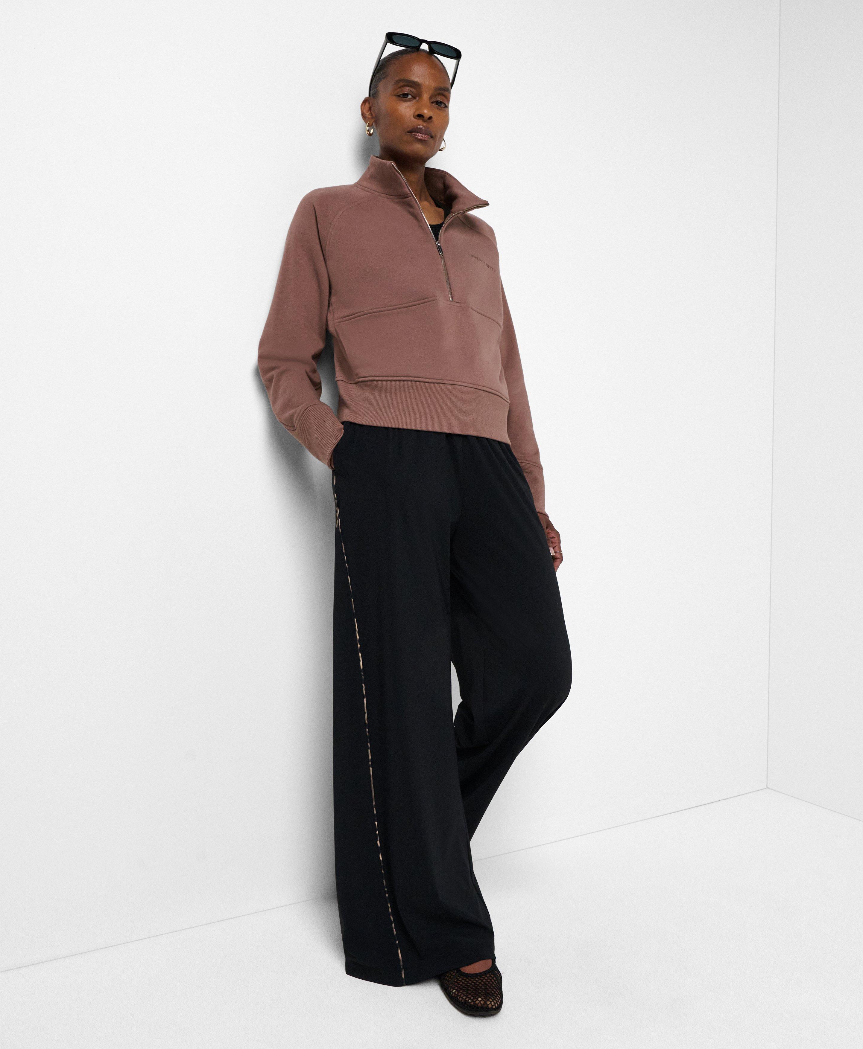 Revive Rib Mix Half Zip Sweatshirt - Chestnut Brown