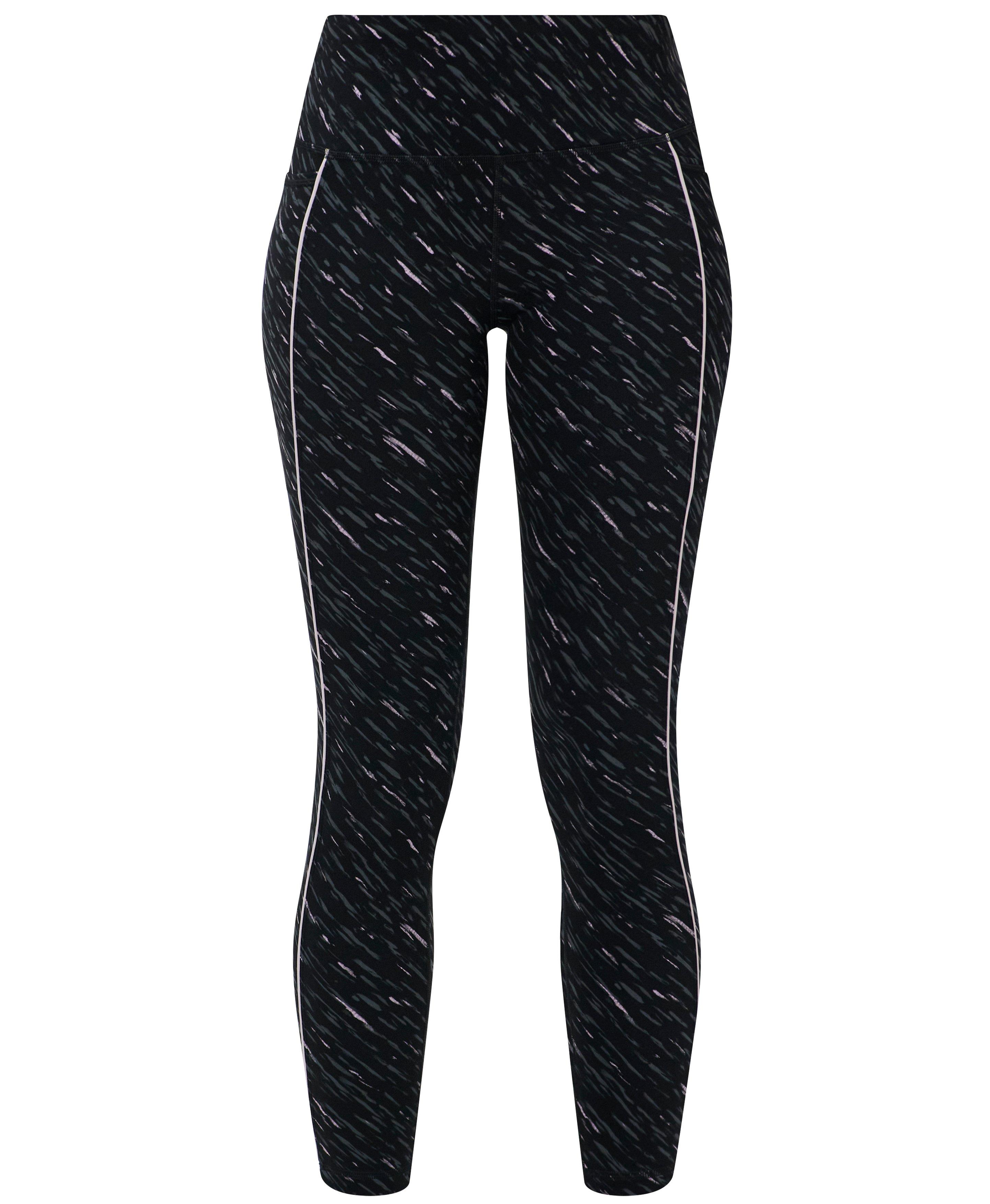 Power 7/8 Piping Workout Leggings - Black Midnight Dash Print - 7/8 Length