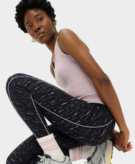 Power 7/8 Piping Workout Leggings - Black Midnight Dash Print - 7/8 Length