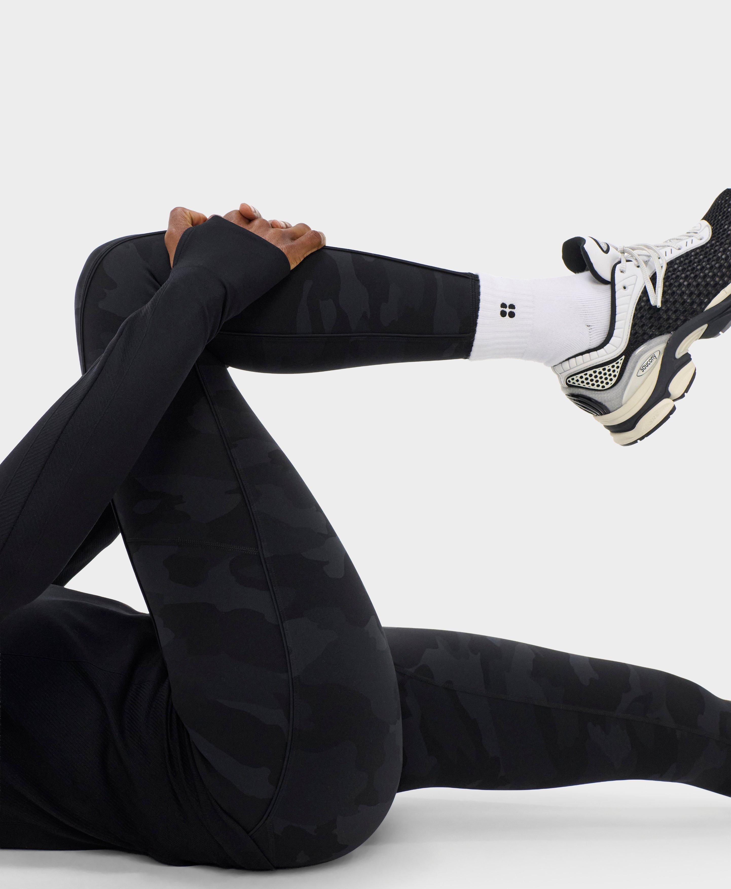 Power 7/8 Piping Workout Leggings - Ultra Black Camo Print - 7/8 Length
