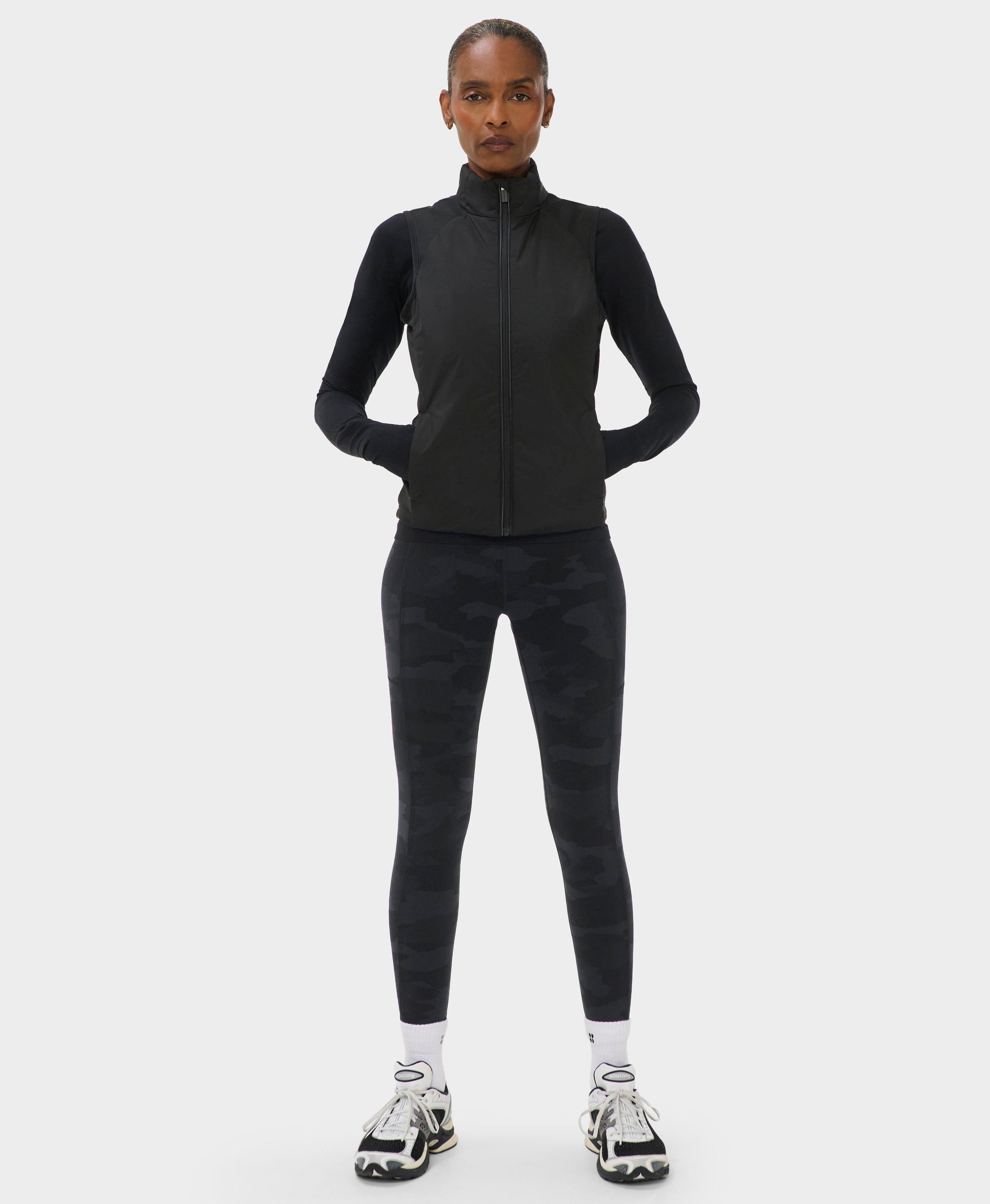Power 7/8 Piping Workout Leggings - Ultra Black Camo Print - 7/8 Length