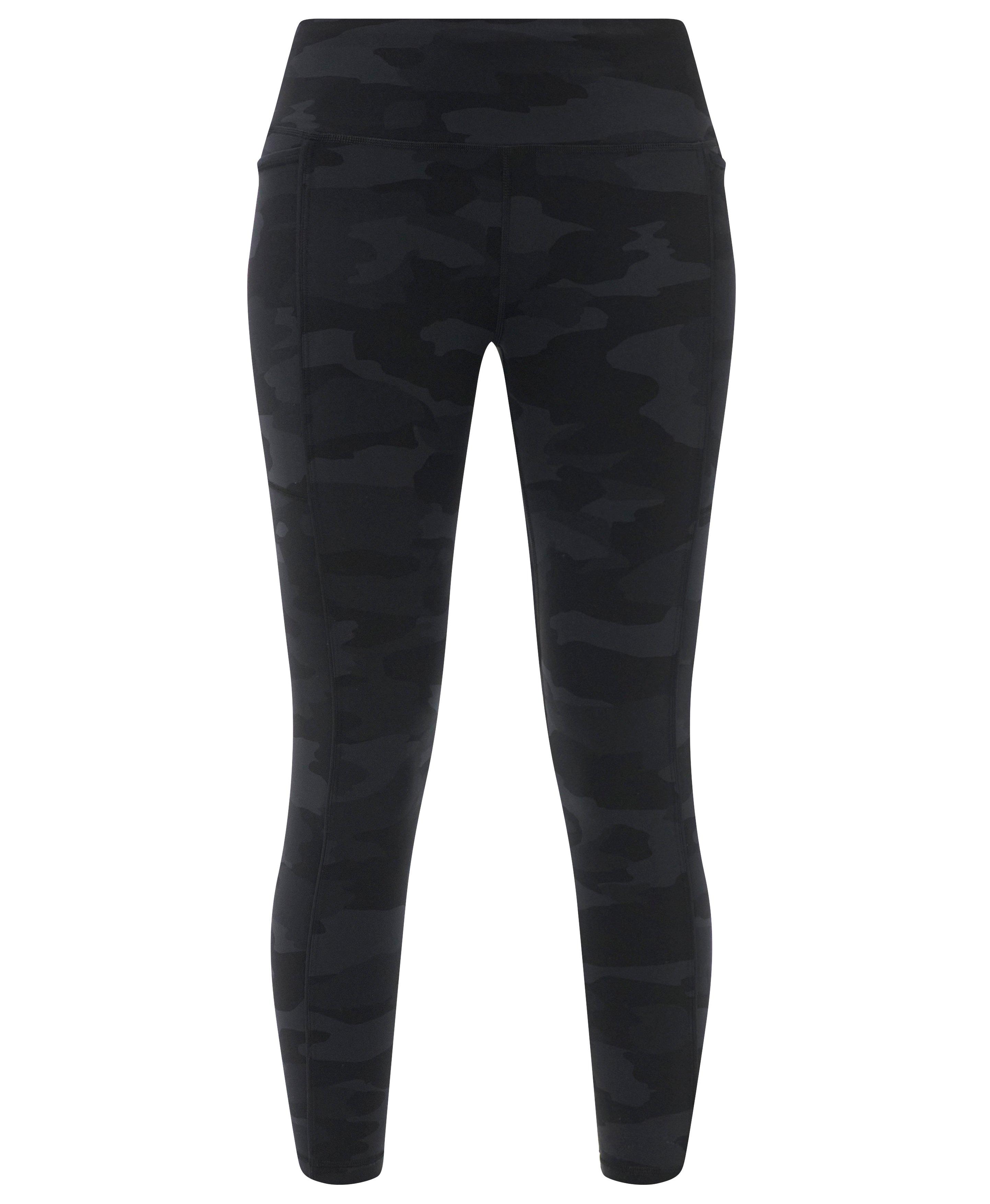 Power 7/8 Piping Workout Leggings - Ultra Black Camo Print - 7/8 Length
