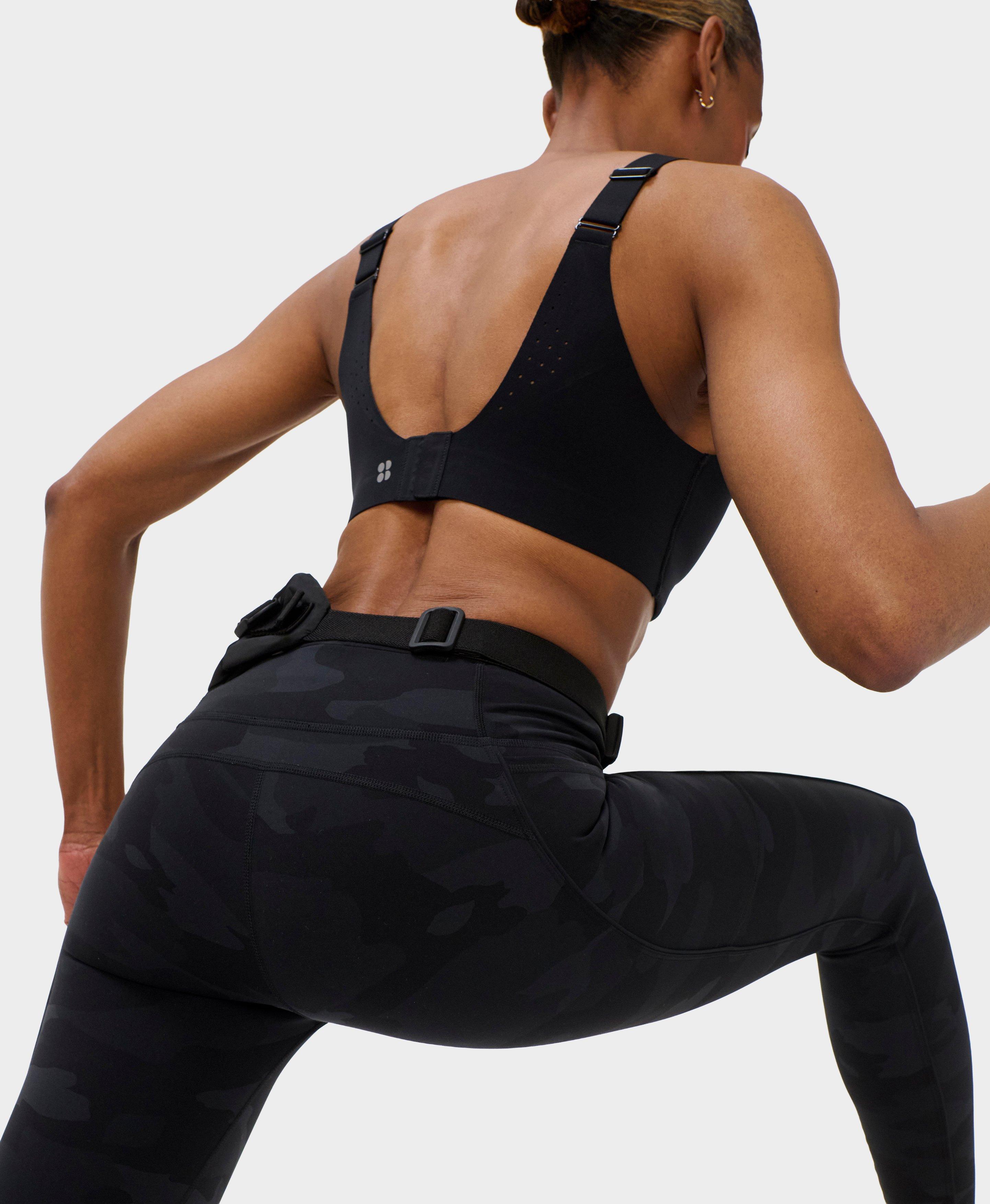Power 7/8 Piping Workout Leggings - Ultra Black Camo Print - Full Length