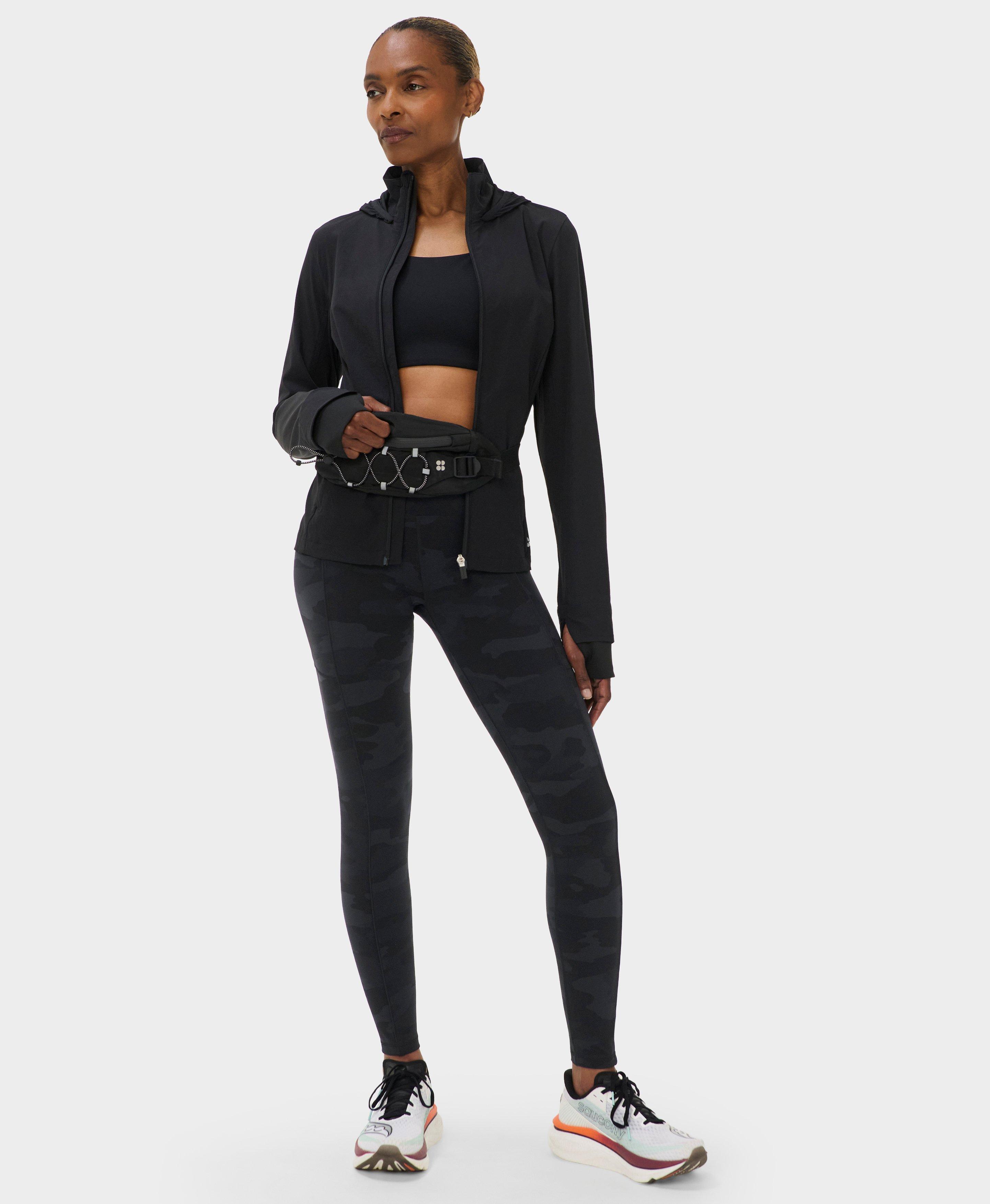 Power 7/8 Piping Workout Leggings - Ultra Black Camo Print - Full Length