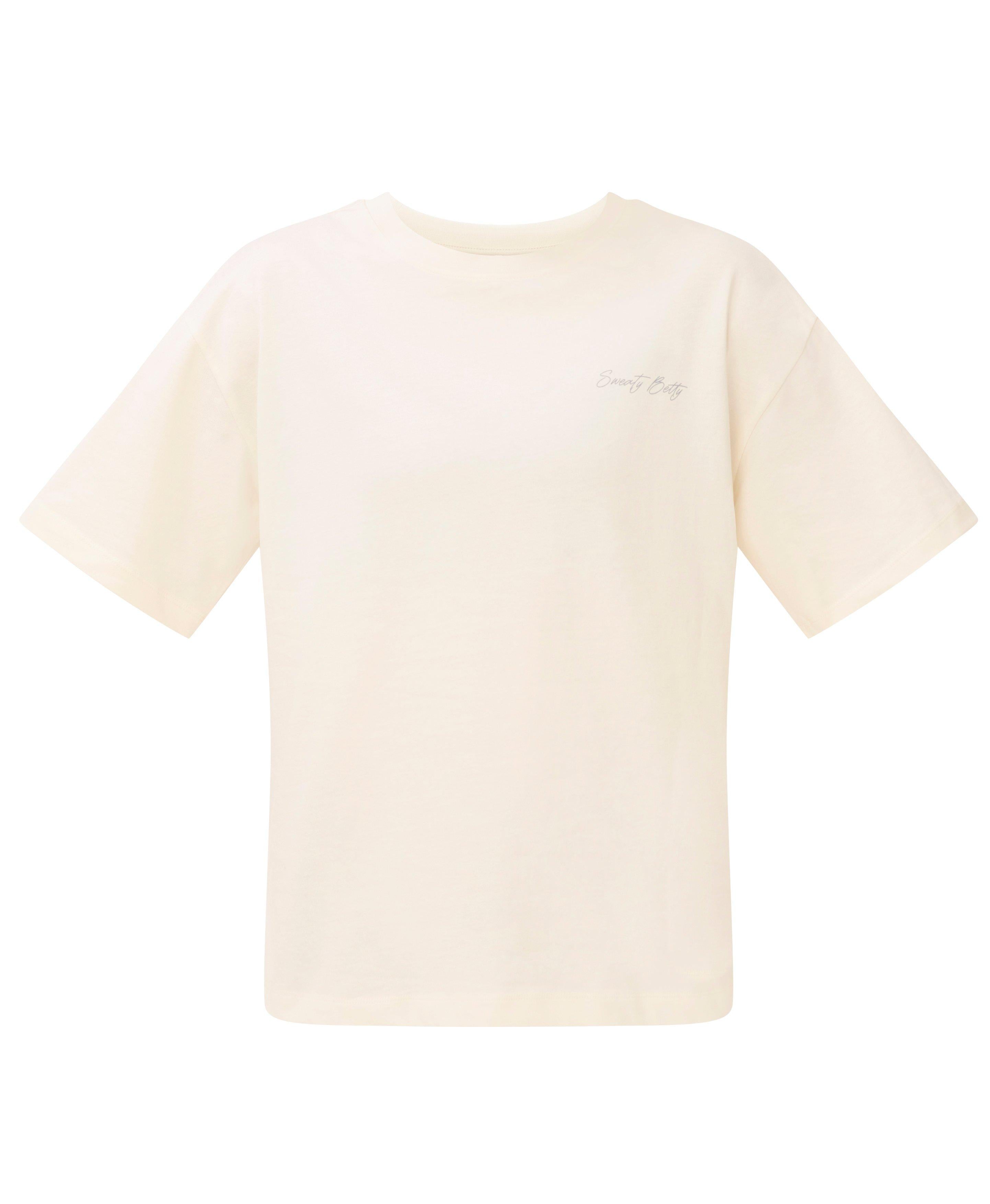 Mindful Moves Graphic Tee - Dove White Faded Blue Graphic Script Wordmark