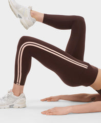 Power 7/8 Side Stripe Workout Leggings - Sable Brown - 7/8 Length