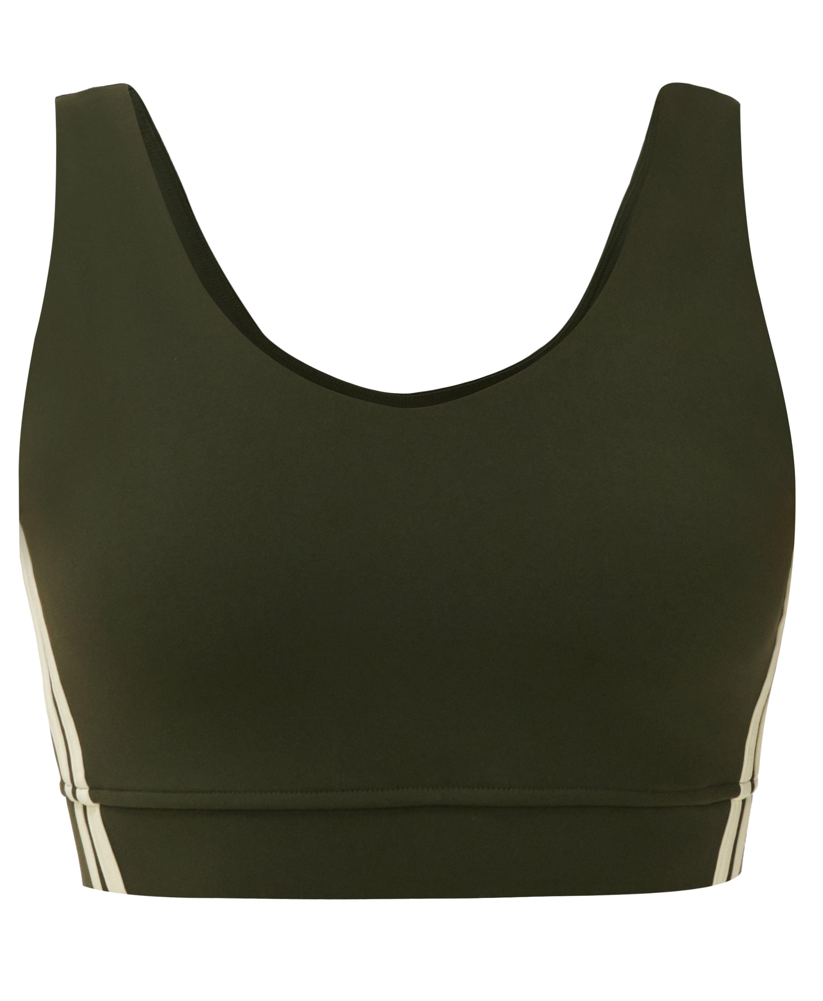 Power Scoop Side Stripe Sports Bra - Nori Green