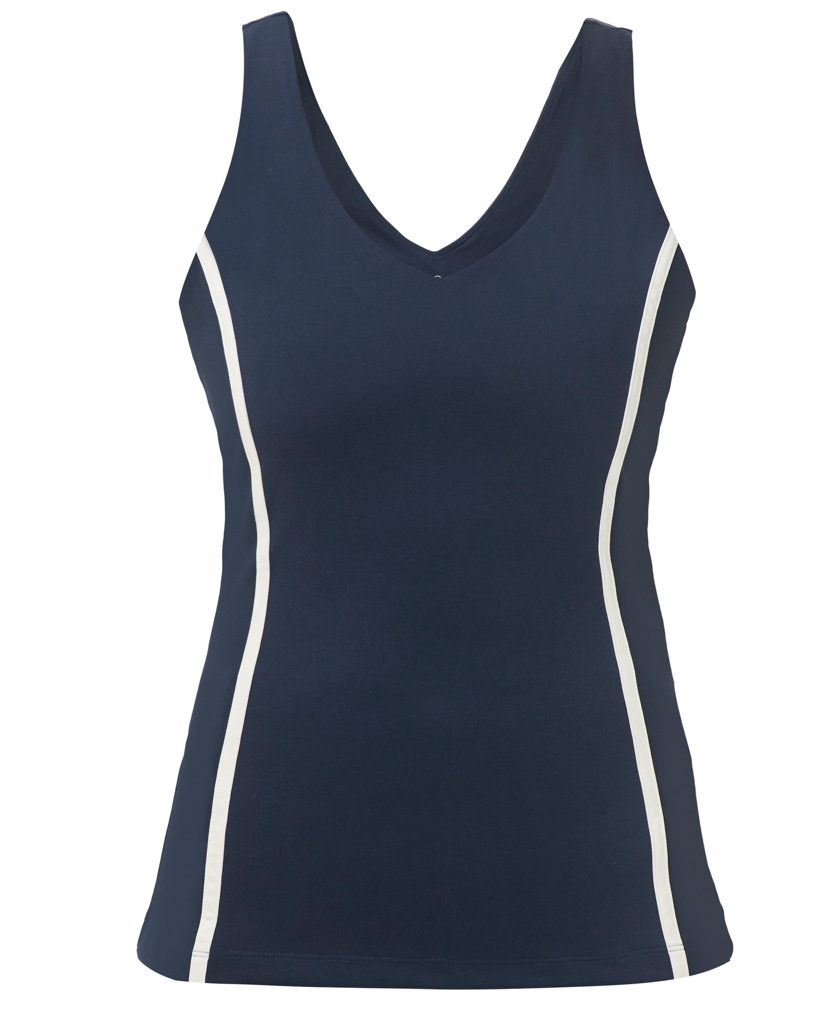 Power Side Stripe Cross Back Tank - Navy Blue