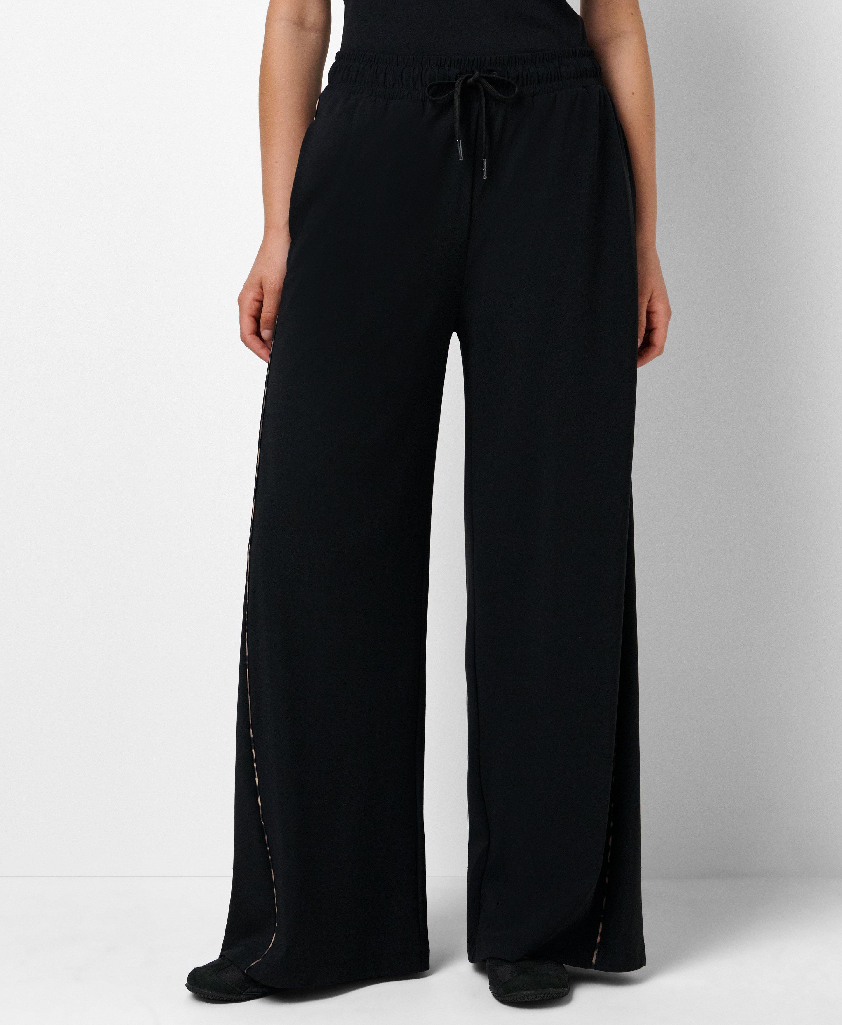 Explorer Wide Leg With Piped Godets - Black Brown Ink Leopard Print