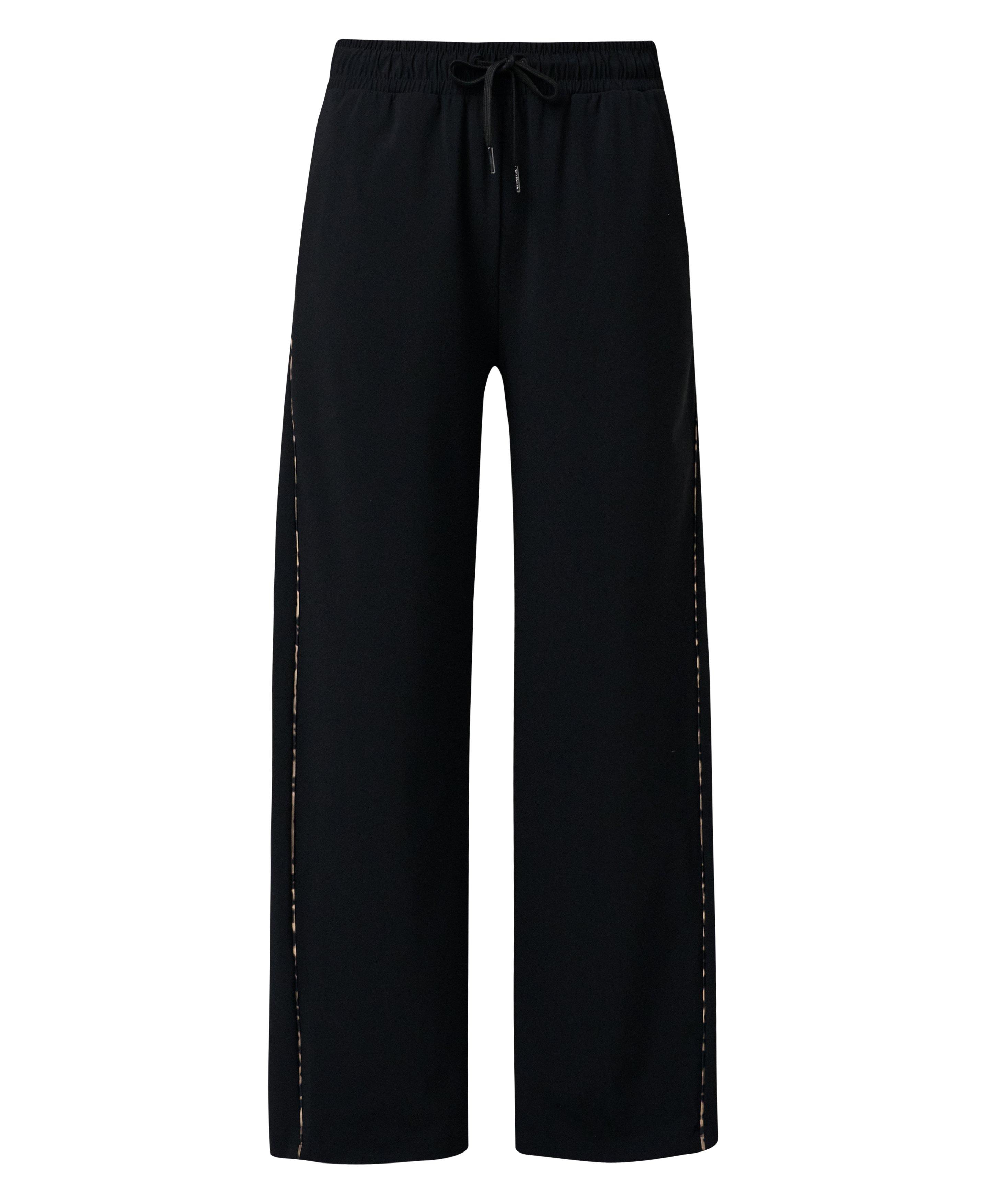 Explorer Wide Leg With Piped Godets - Black Brown Ink Leopard Print