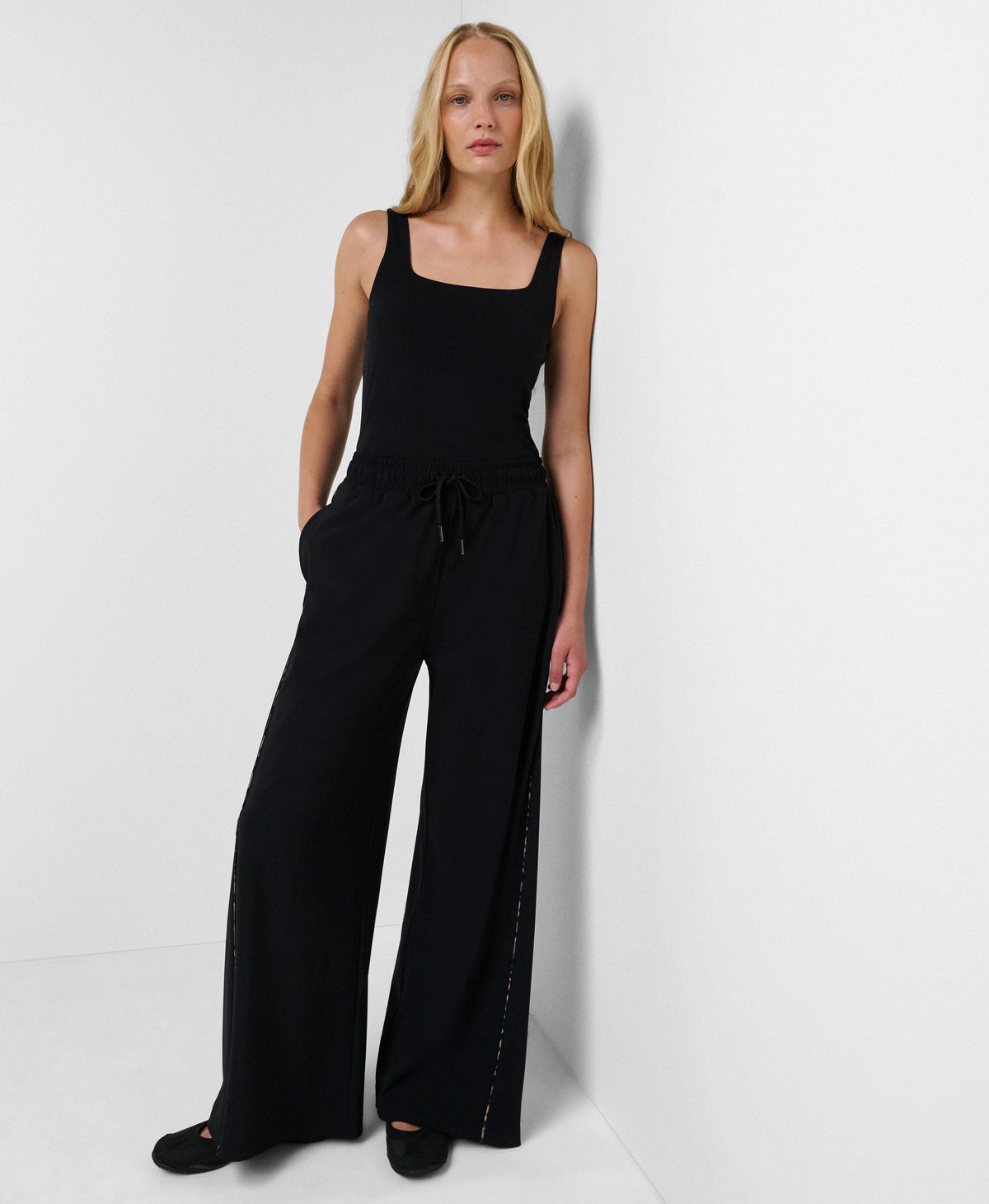 Explorer Wide Leg With Piped Godets - Black Brown Ink Leopard Print