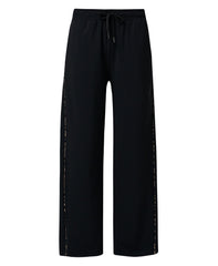 Explorer Wide Leg With Piped Godets - Black Brown Ink Leopard Print