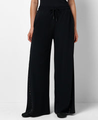 Explorer Wide Leg With Piped Godets - Black Brown Ink Leopard Print