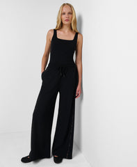 Explorer Wide Leg With Piped Godets - Black Brown Ink Leopard Print
