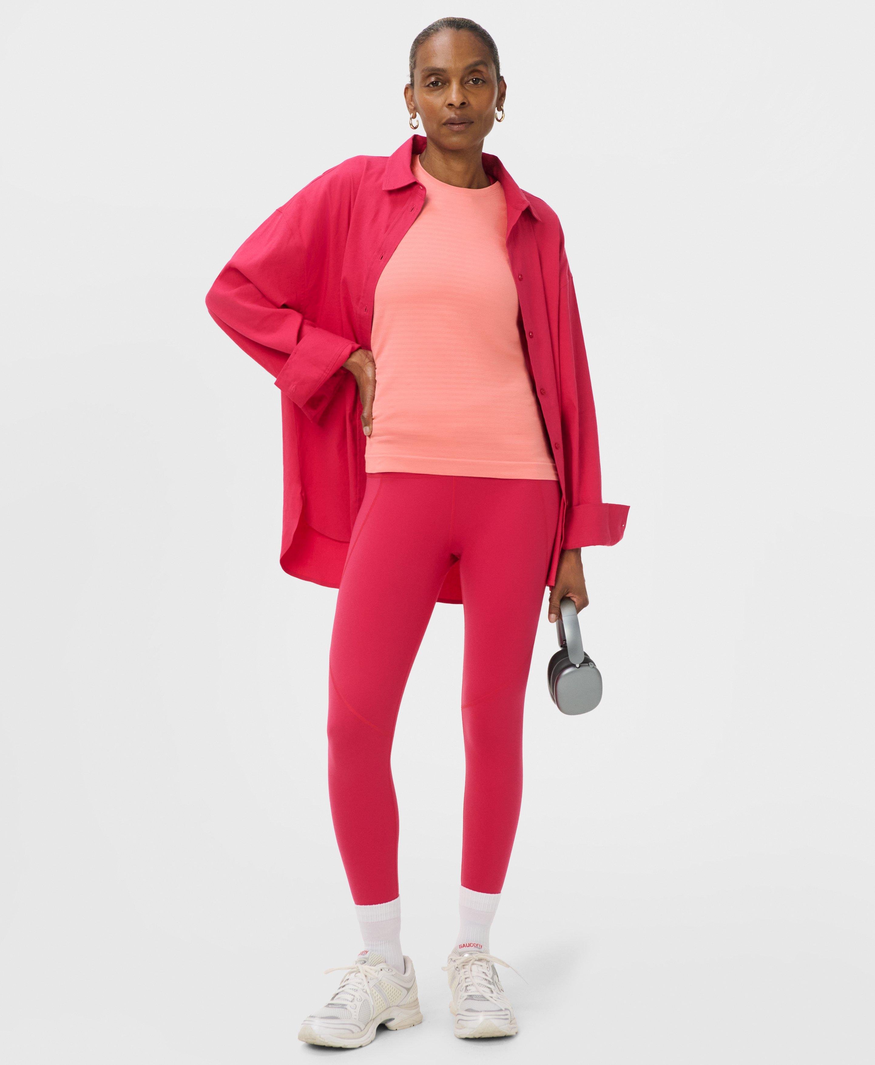 Athlete Textured Stripe Tee - Melrose Pink