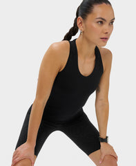 Athlete Textured Stripe Tank - Black