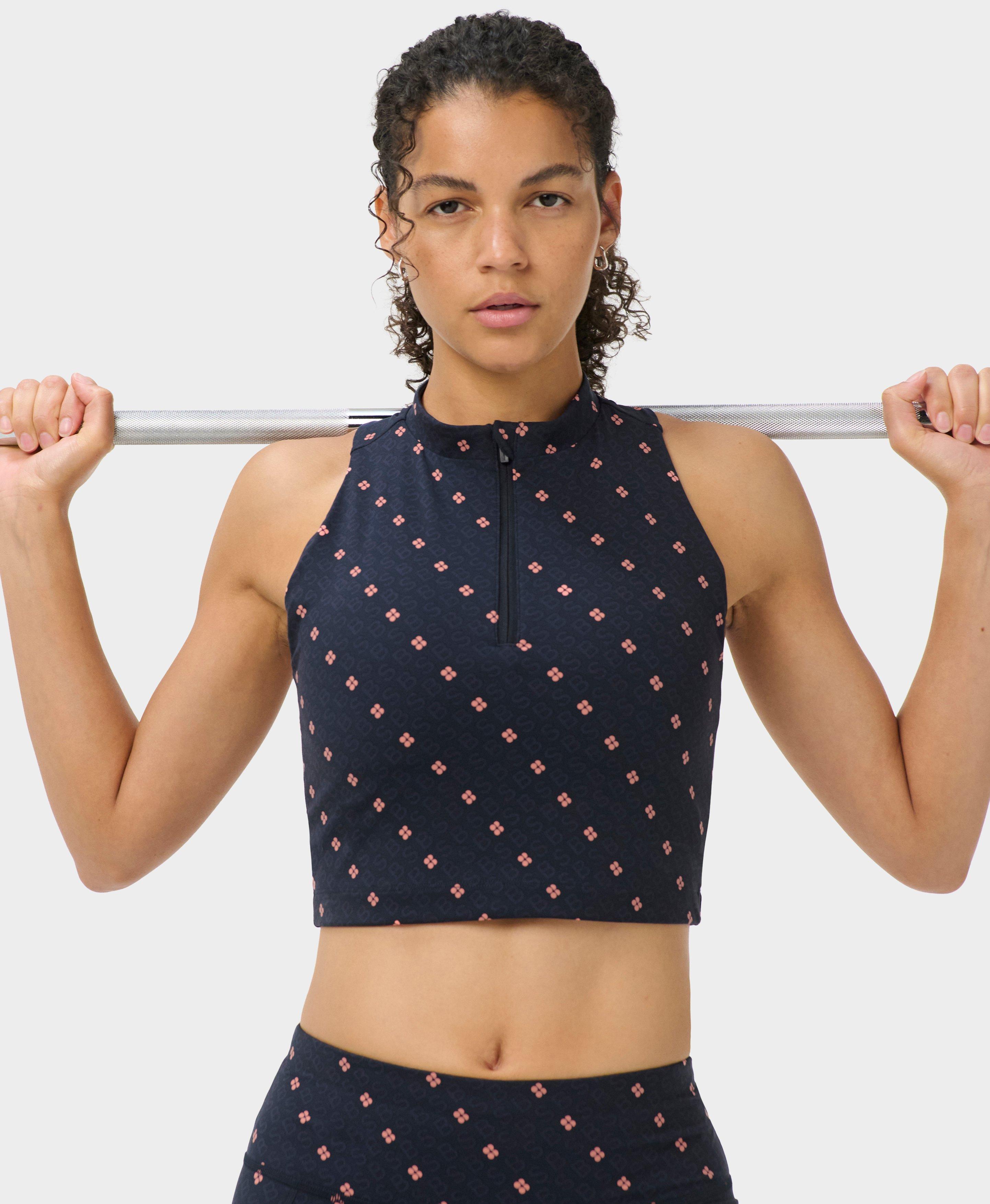 Power Crop Zip Tank - Blue SB Icon Print