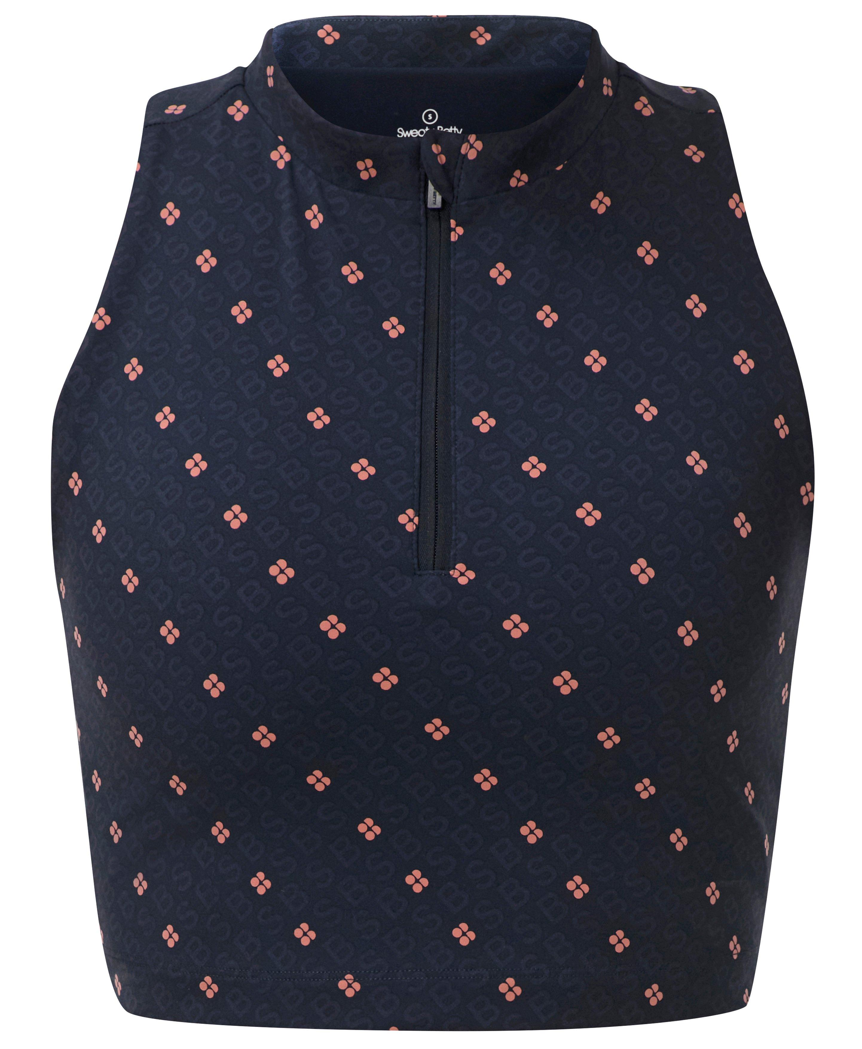 Power Crop Zip Tank - Blue SB Icon Print