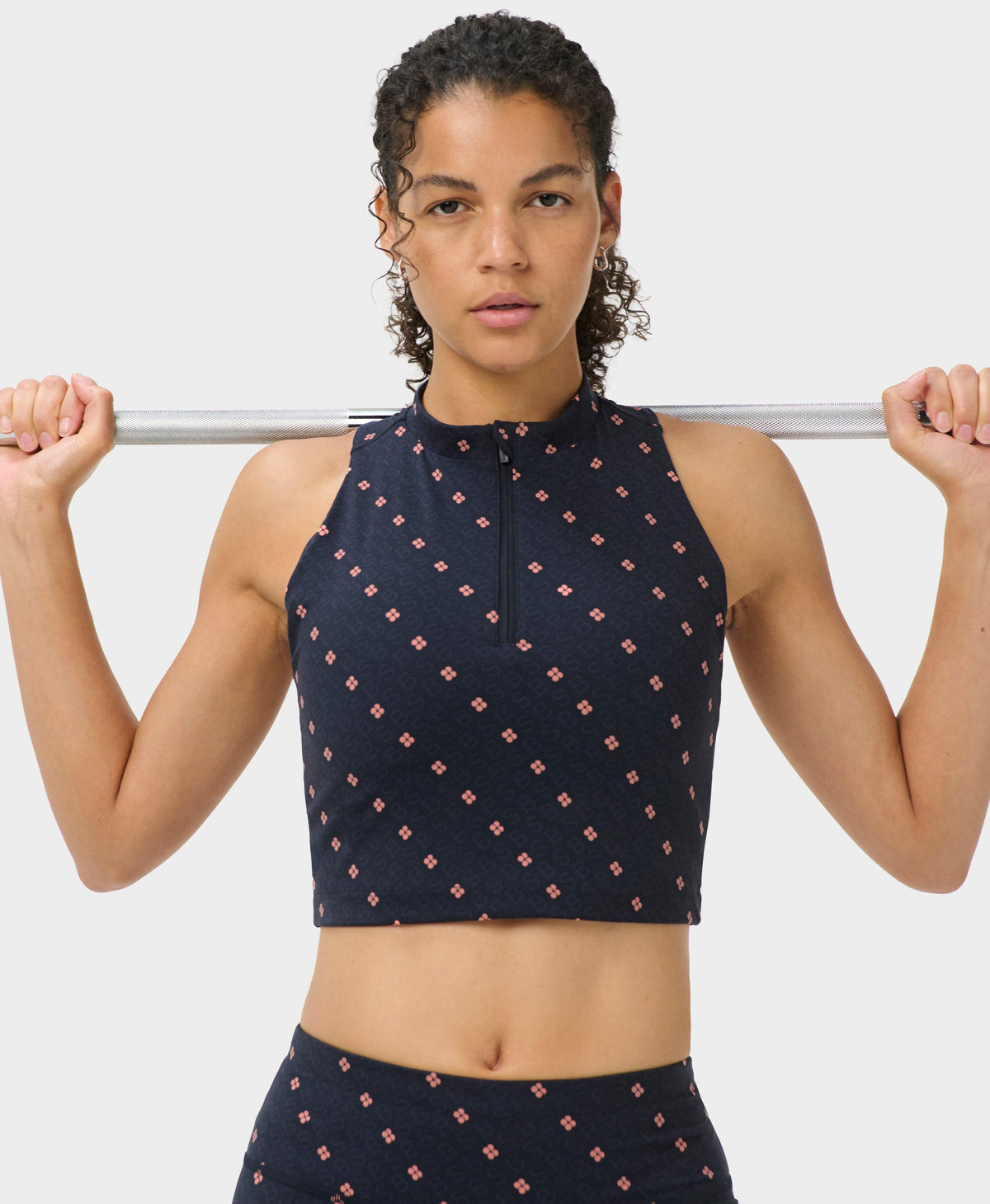 Power Crop Zip Tank - Blue SB Icon Print