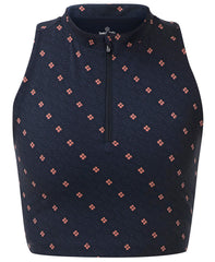 Power Crop Zip Tank - Blue SB Icon Print