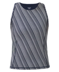Power High Neck Tank - Blue Tilted Wordmark Print