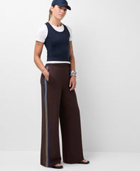 Lightweight Linear Striped Wide Leg Pants - Sable Brown