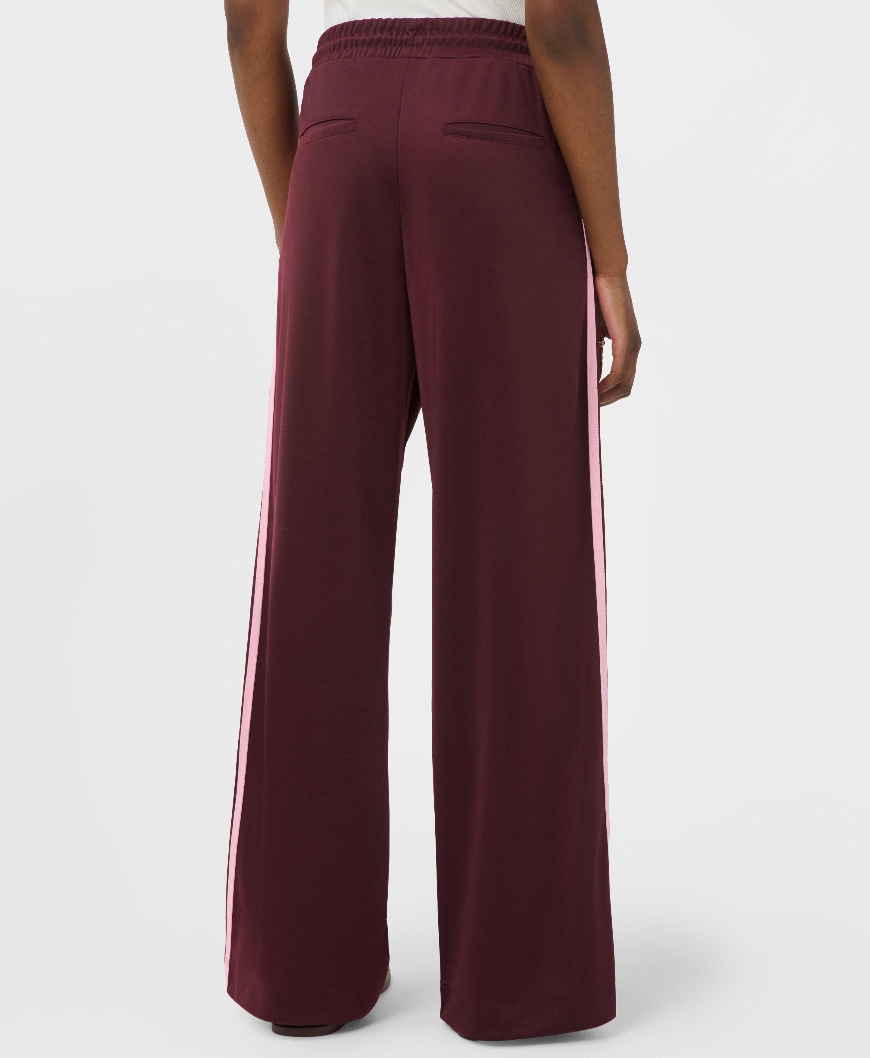 Revival Pintuck Side Stripe Wide Leg Pants - Merlot Red