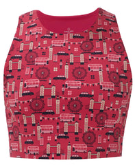Power Crop Tank - Red Landmark Print