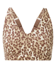 Power Pulse Sports Bra - Beige Ink Leopard Print