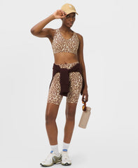 Power Pulse Sports Bra - Beige Ink Leopard Print