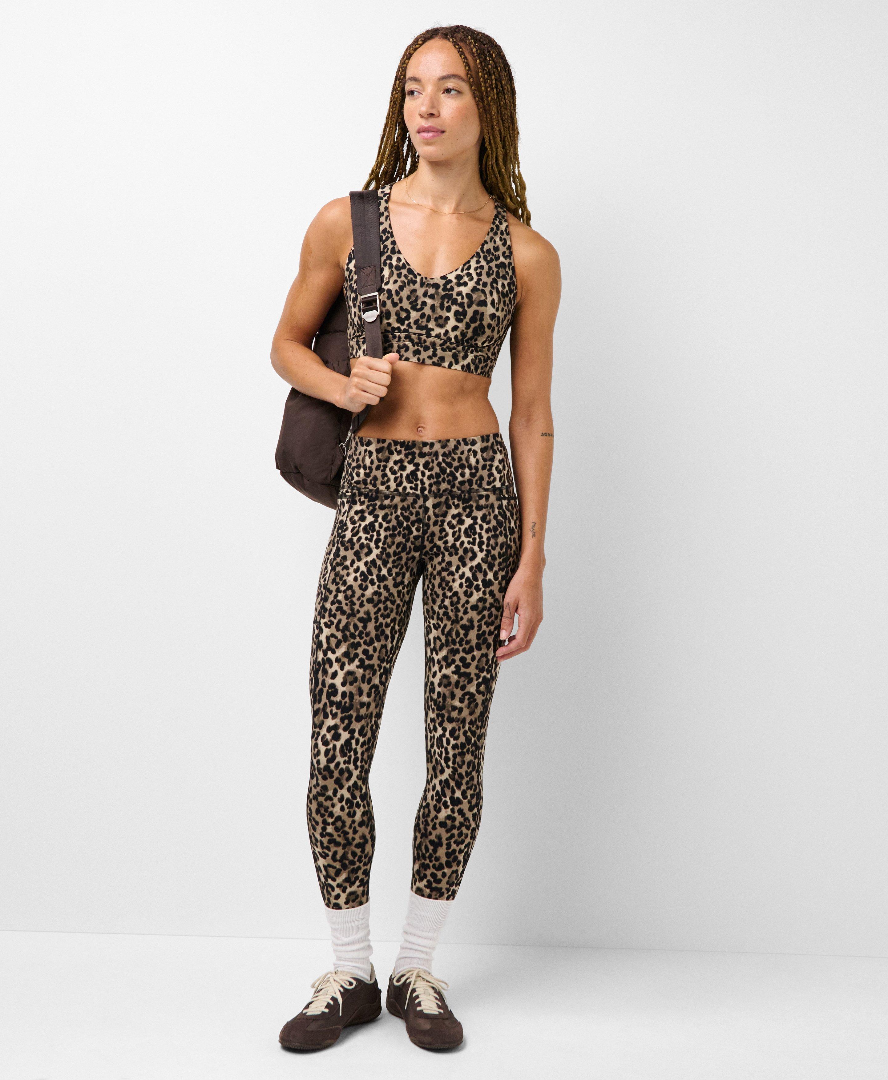 Power Pulse Sports Bra - Brown Ink Leopard Print