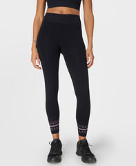 Fair Isle Novelty Base Layer Legging - Black Sb Ski Fairisle Jacquard - Full Length