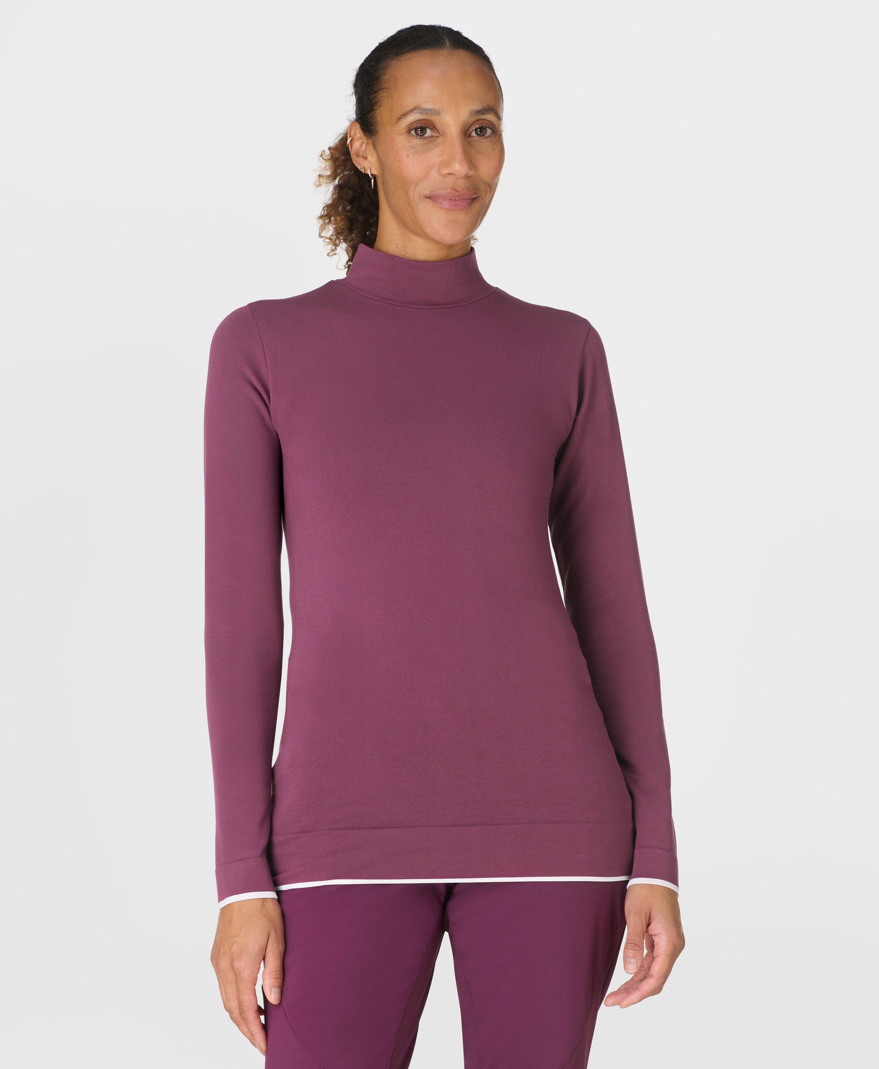 Modal High Neck Base Layer Tee - Plum Purple
