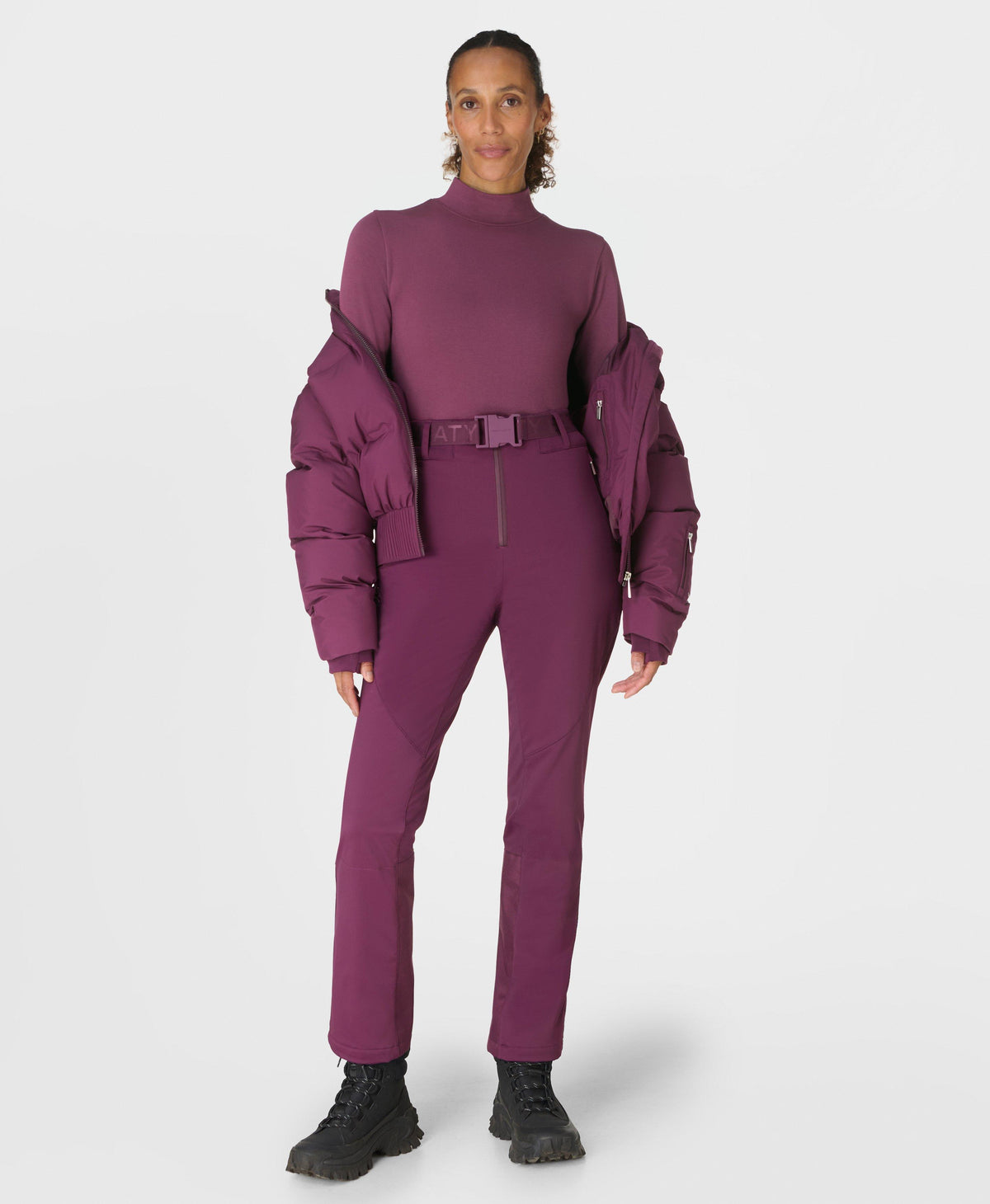 Modal High Neck Base Layer Tee - Plum Purple