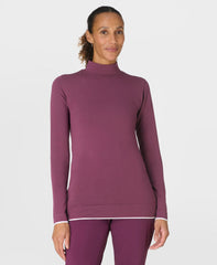 Modal High Neck Base Layer Tee - Plum Purple