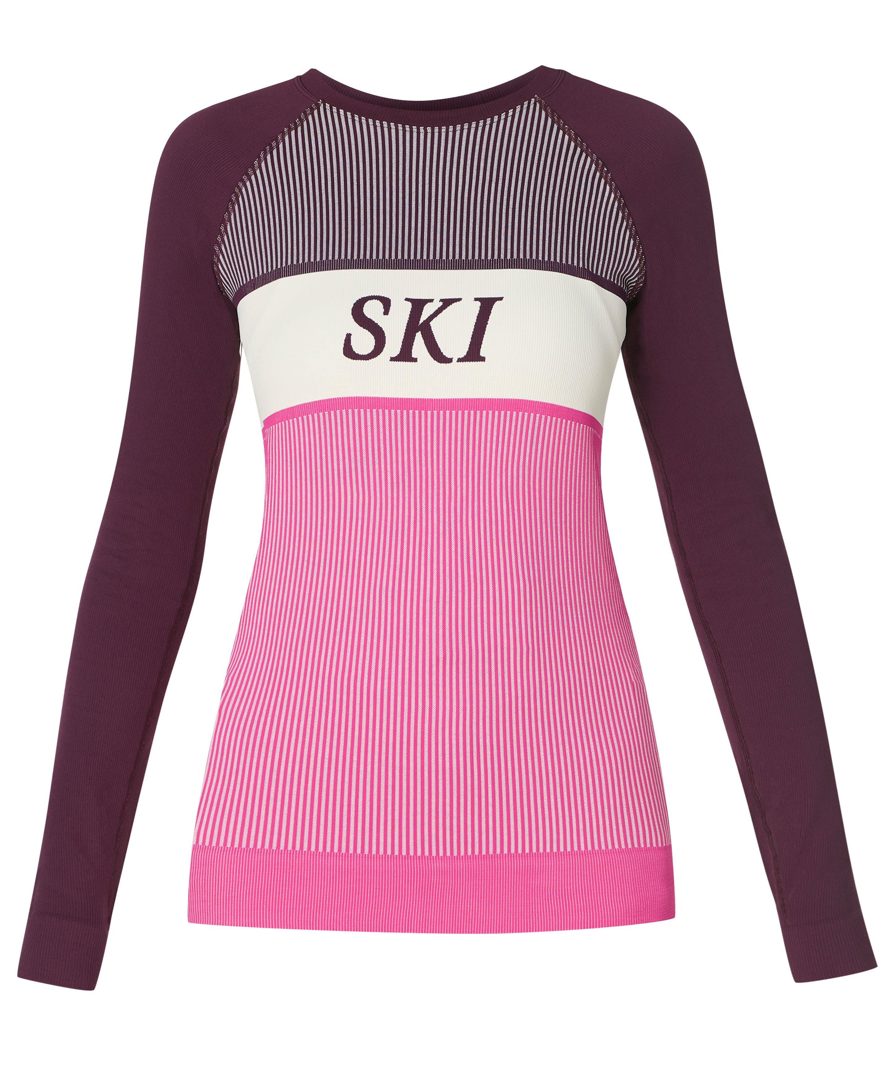 Ribbed Base Layer Tee - Purple Sb Ski Stripe Print