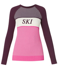 Ribbed Base Layer Tee - Purple Sb Ski Stripe Print