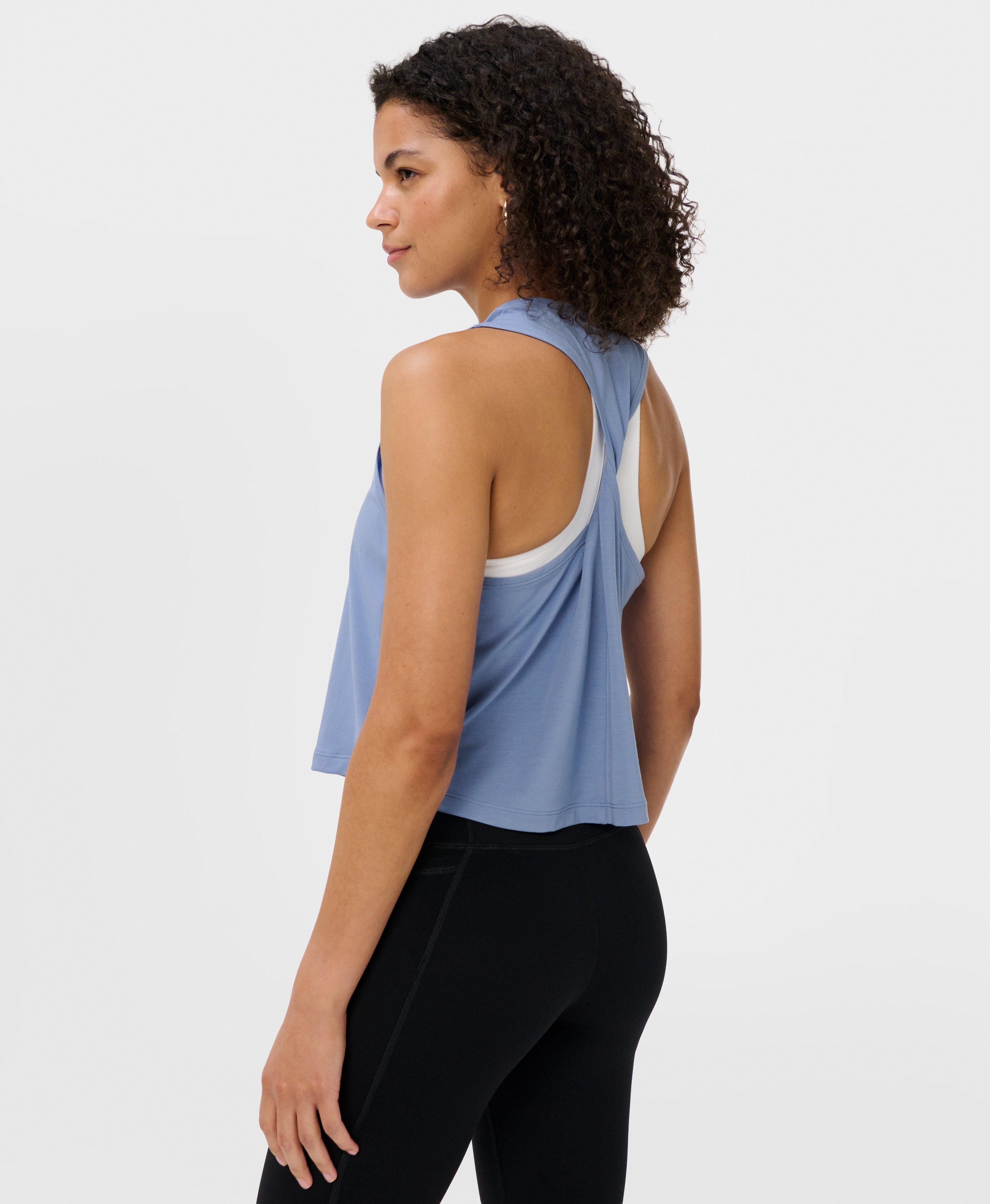 Soft Flow Studio Twist Back Tank Top - Faded Blue
