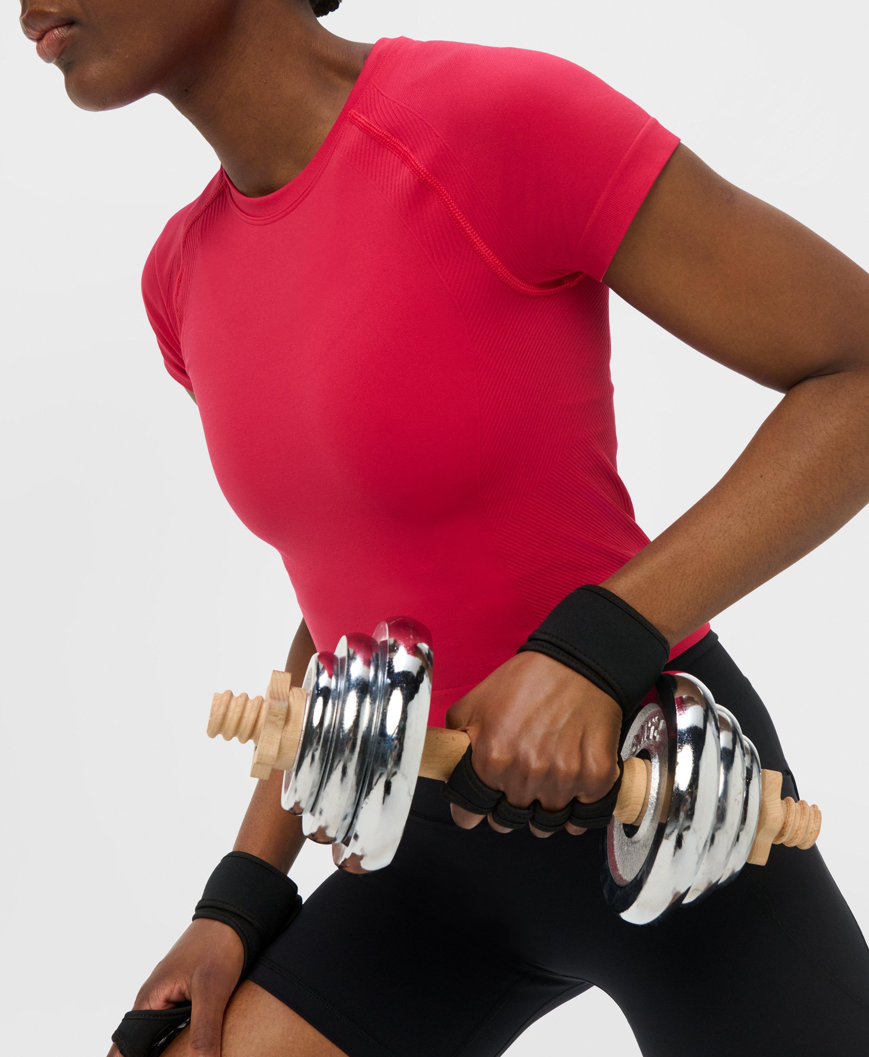 Athlete Crop Seamless Workout Tee - Crimson Red
