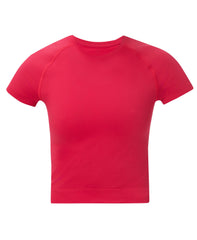 Athlete Crop Seamless Workout Tee - Crimson Red