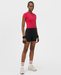 Athlete Crop Seamless Workout Tee - Crimson Red