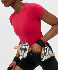 Athlete Crop Seamless Workout Tee - Crimson Red