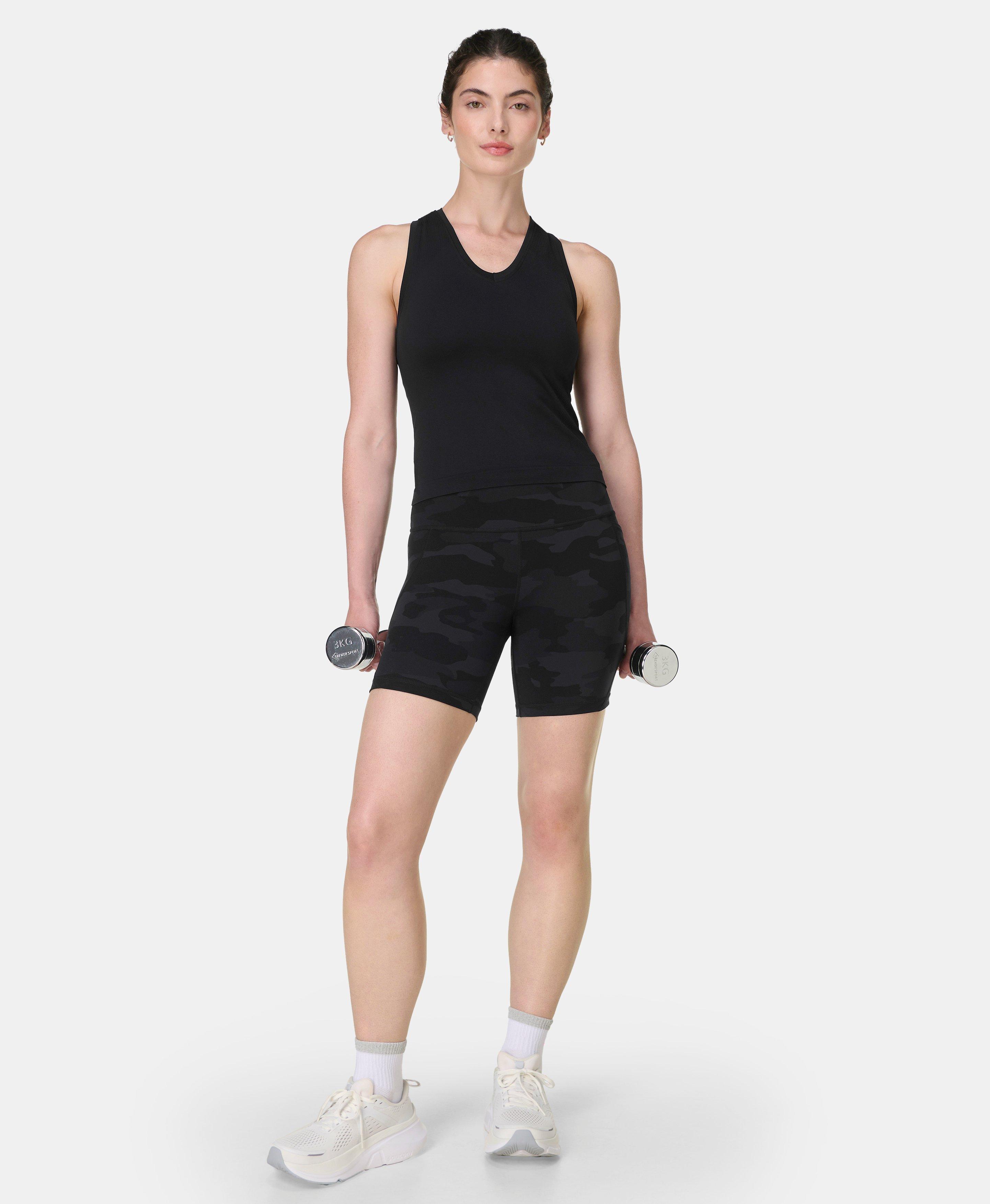 Athlete Crop V-Neck Seamless Workout Tank - Black
