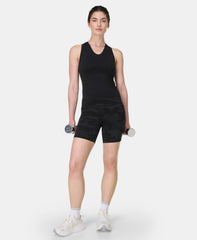 Athlete Crop V-Neck Seamless Workout Tank - Black